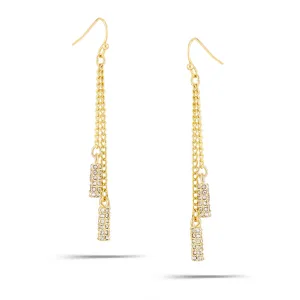 GOLD CRYSTAL TASSEL  EARRINGS #ADX6800343 (SHAD1)