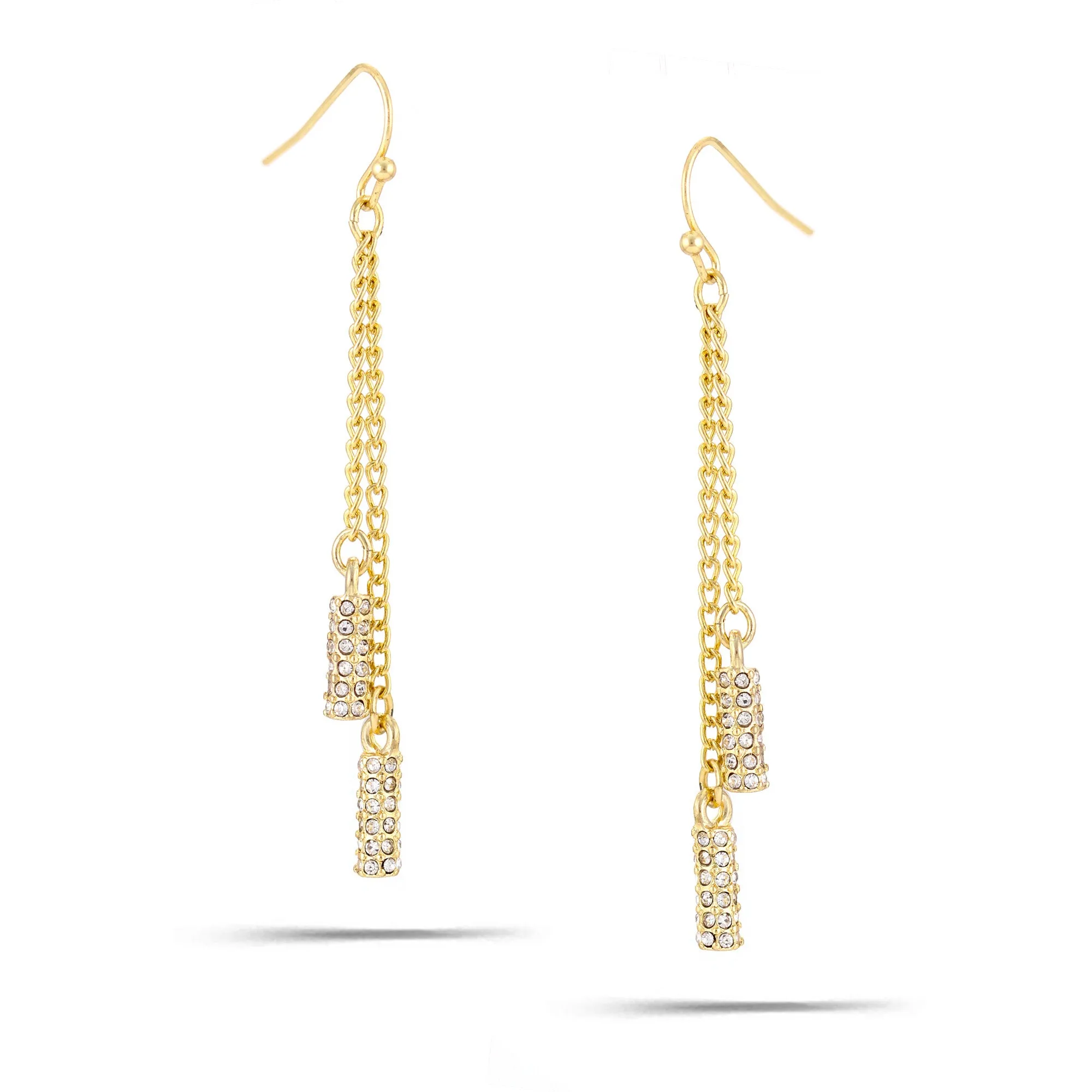 GOLD CRYSTAL TASSEL  EARRINGS #ADX6800343 (SHAD1)