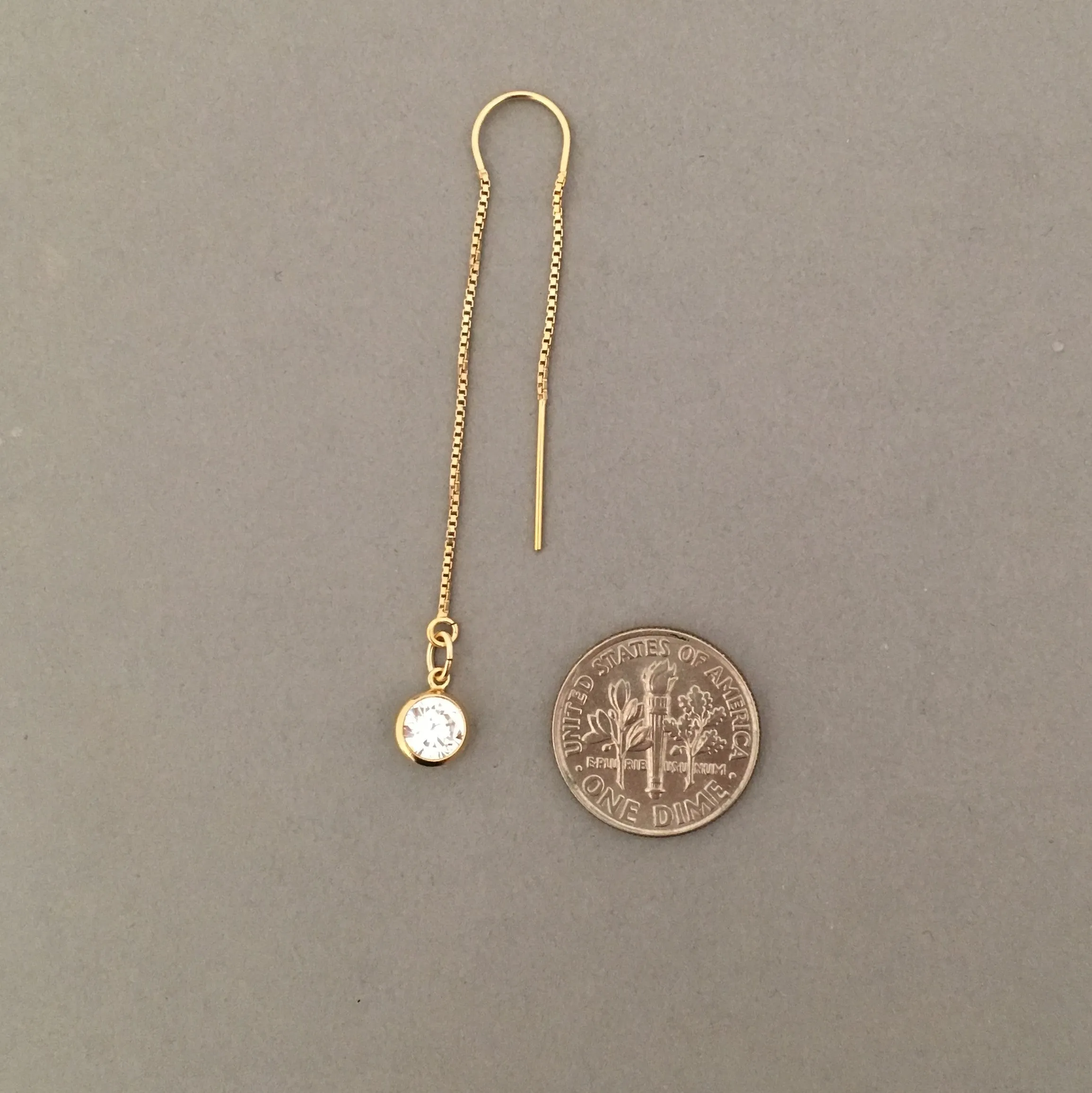 Gold Fill Swarovski Crystal Box Chain Threader Earrings