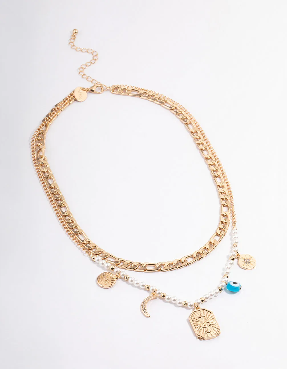 Gold Layered Evil Eye Beaded Necklace