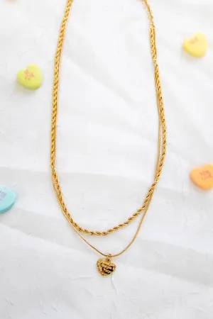 Gold Layered Necklace With Love You Pendant