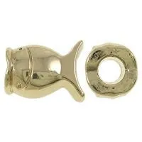 Gold Plated Base Fish Charm European Bead Compatible for Most European Snake Chain Bracelet
