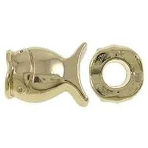 Gold Plated Base Fish Charm European Bead Compatible for Most European Snake Chain Bracelet