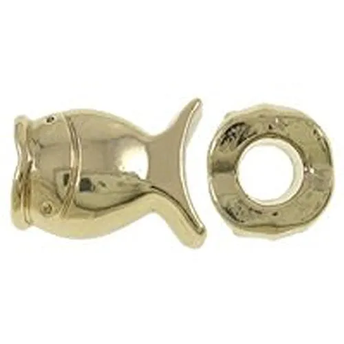 Gold Plated Base Fish Charm European Bead Compatible for Most European Snake Chain Bracelet