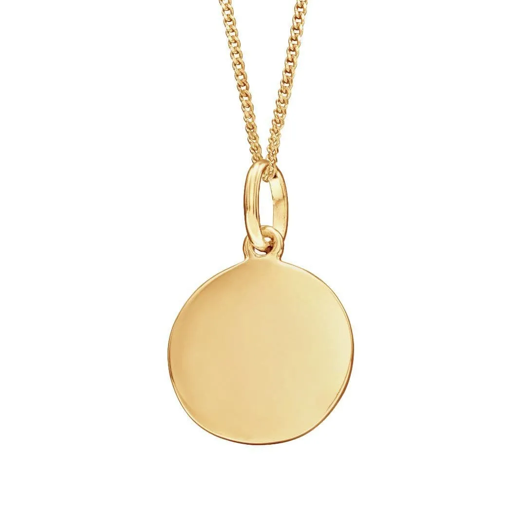 Gold Plated Disc Necklace With Free Engraving Sterling Silver