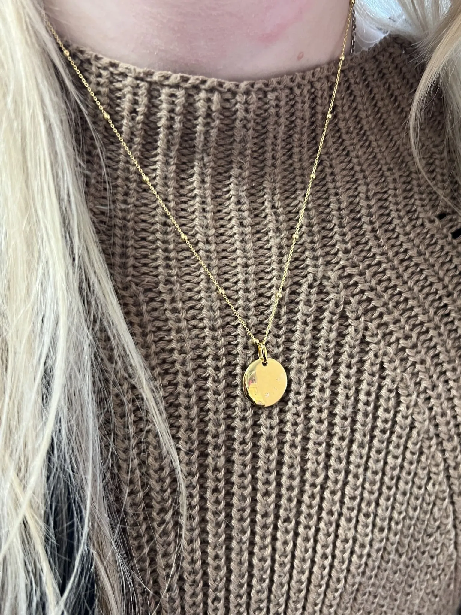 Gold Plated Disc Necklace With Free Engraving Sterling Silver