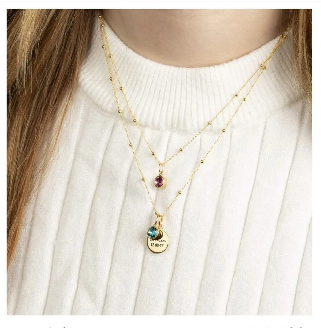 Gold Plated Disc Necklace With Free Engraving Sterling Silver