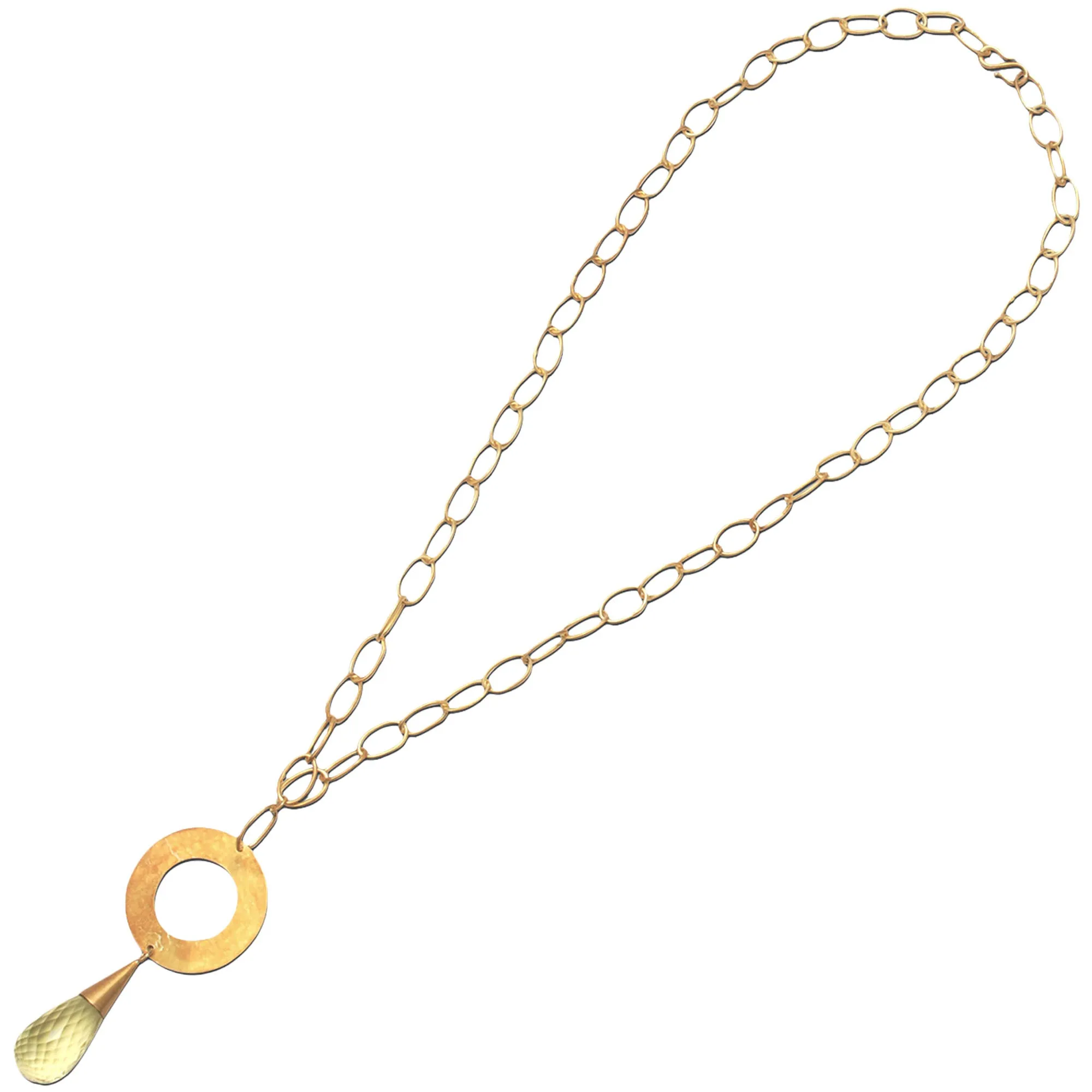 Gold Plated Silver Necklace in Lemon Quartz