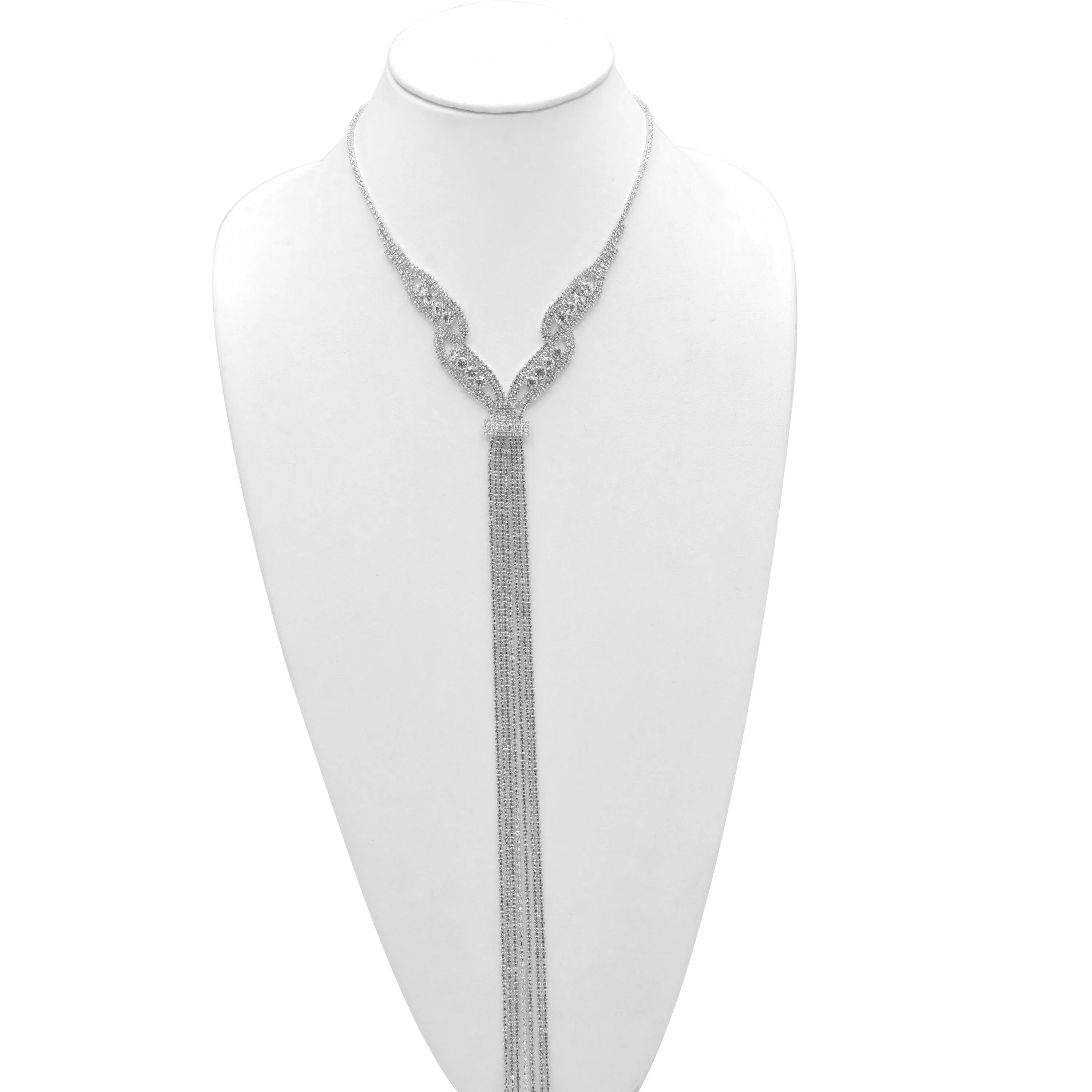 GOLD RHINESTONE MULTI LAYERED 48" INCH LONG TASSEL NECKLACE #SQXX9122602 (KD8)