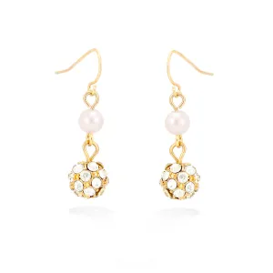 GOLD-TONE CRYSTAL PEARL EARRINGS  #FW1403748