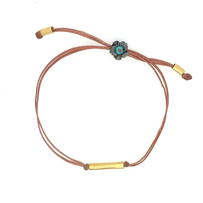 Golden Bar Bracelet on Brown
