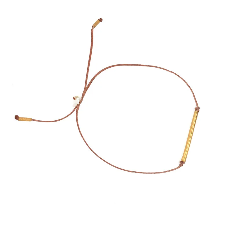 Golden Bar Bracelet on Brown
