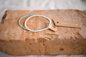 Golden Ocean White & Turquoise Seed Bead Double Wrap