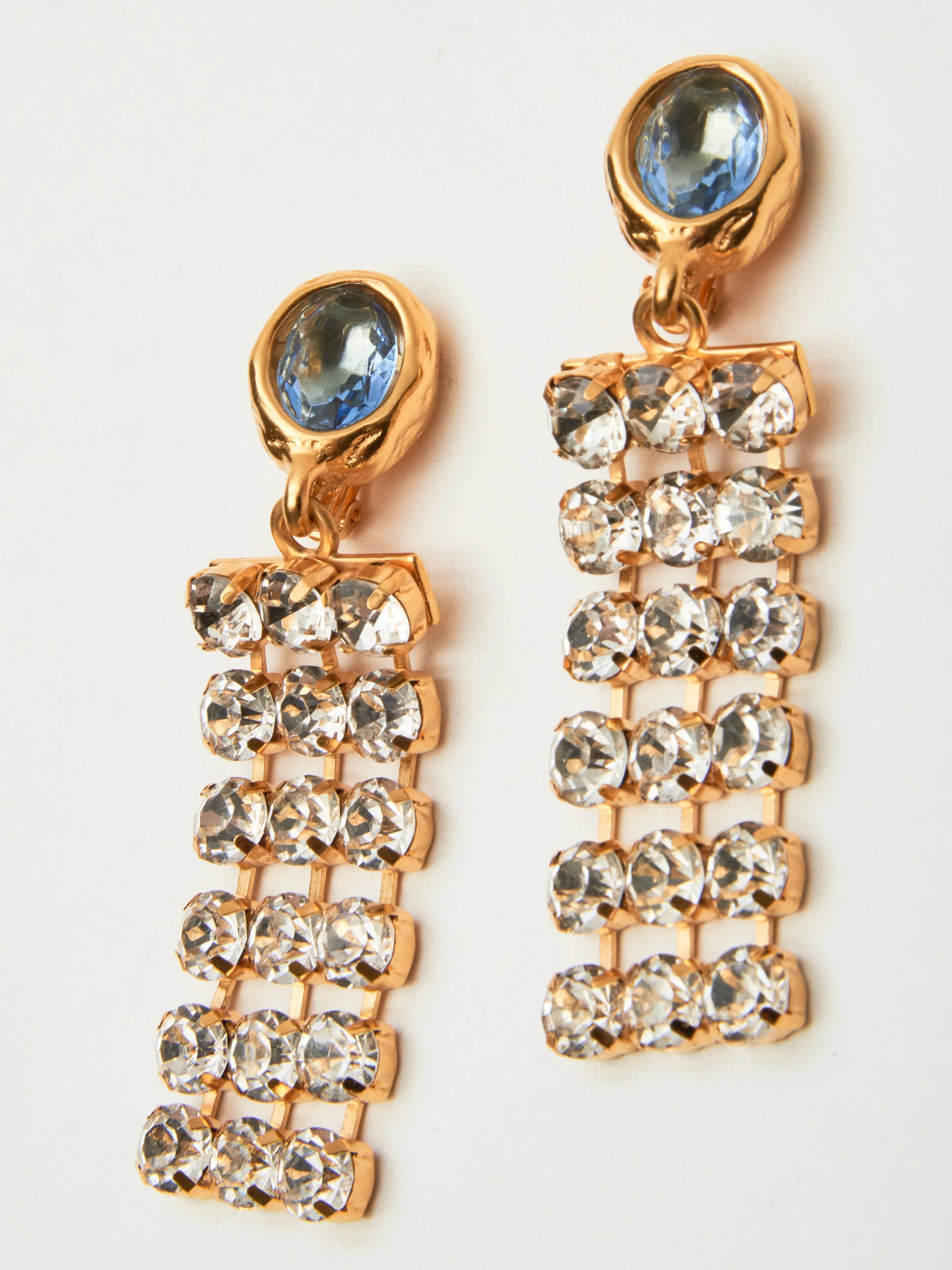 Gold/Light Blue Flash Earrings