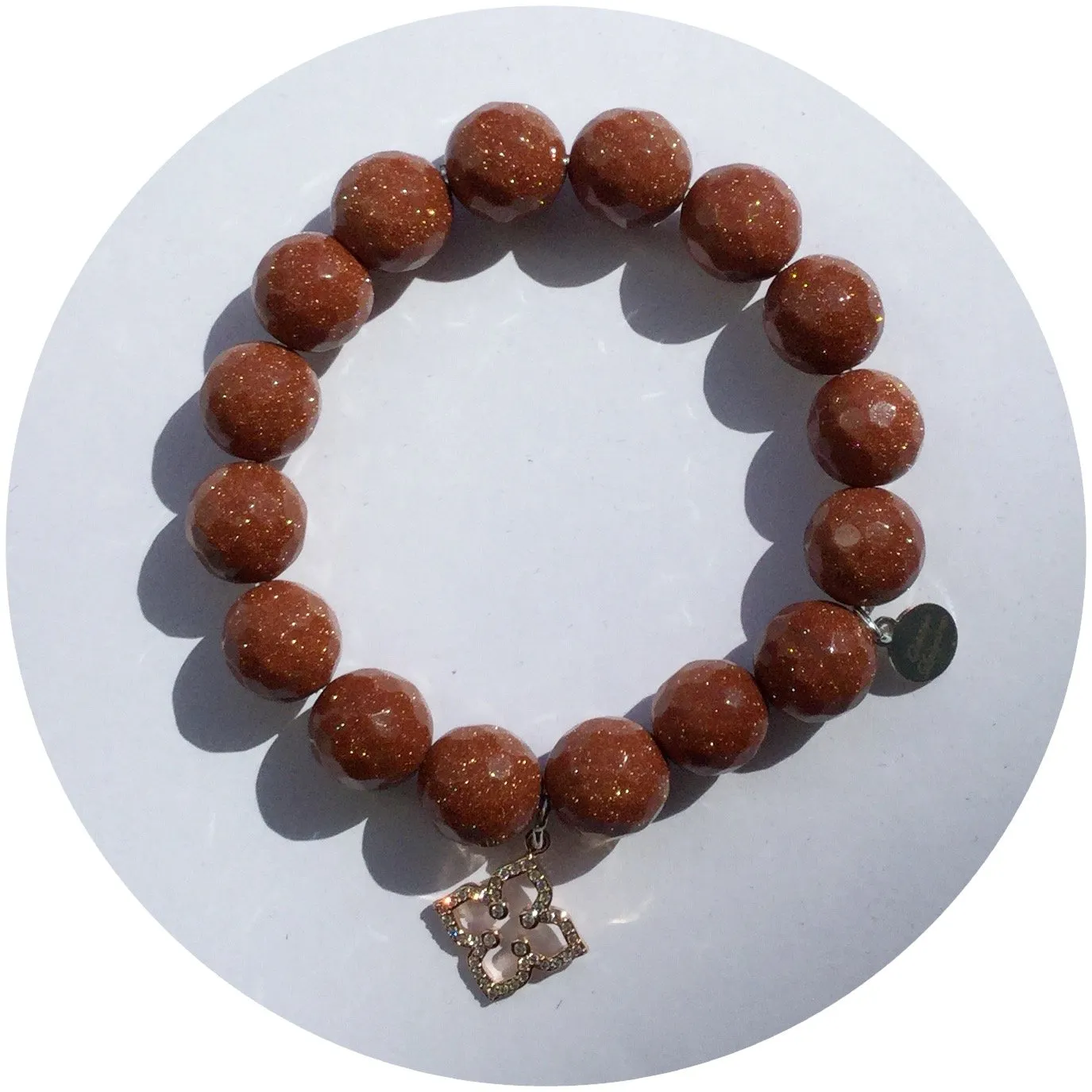 Goldstone with Pavé Rose Gold Clover Pendant