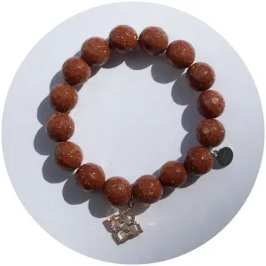 Goldstone with Pavé Rose Gold Clover Pendant