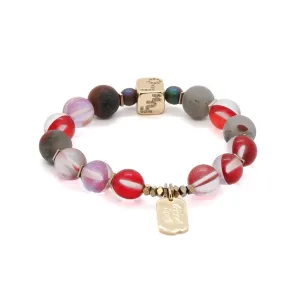 Good Luck Red Cat Eye Gold Love Bead Bracelet