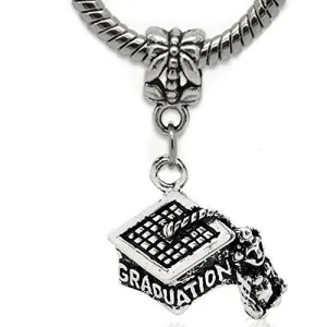 Graduation Cap Charm Bead Dangle for Snake Chain Charm Bracelet