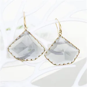 Gray Crystal & 18K Gold-Plated Triangle Drop Earrings