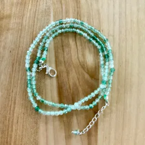 Green Adventurine 2 mm Beaded Necklace