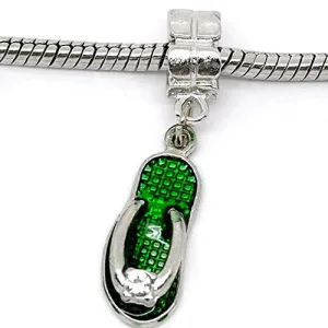 Green Beach Sandal Charm Bead Spacer for Snake Chain Bracelet