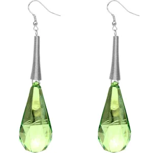 Green Faceted Faux Crystal Drop Earrings