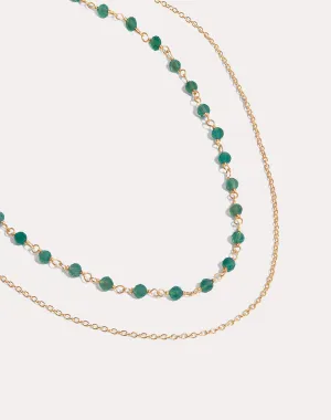 Green Onyx Layered Necklace in Gold