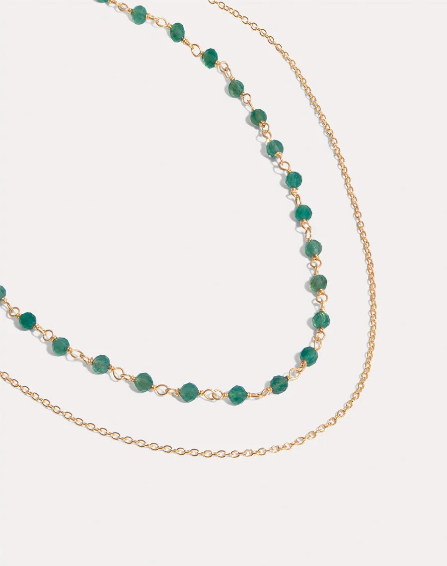Green Onyx Layered Necklace in Gold