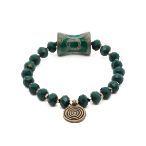 Green Spiral Beaded Bracelet