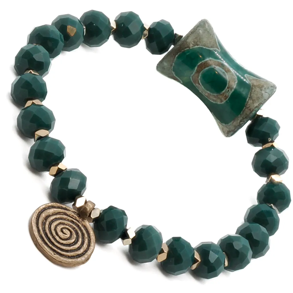 Green Spiral Beaded Bracelet