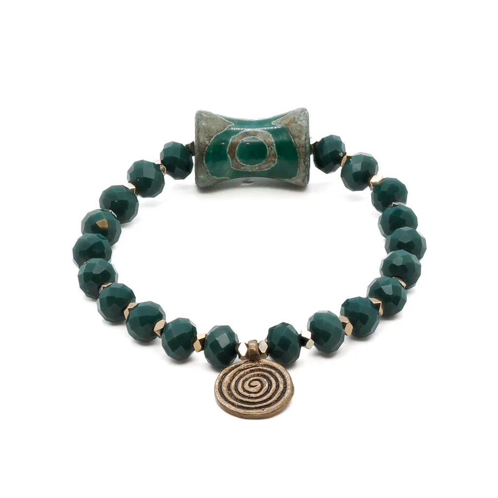 Green Spiral Beaded Bracelet