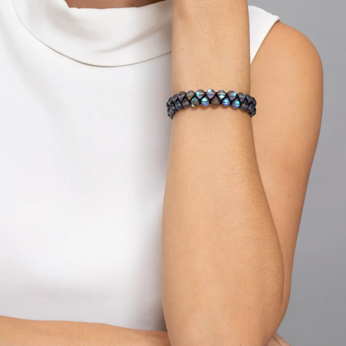 Grey | Silver | Double Mermaid Glass Bracelet