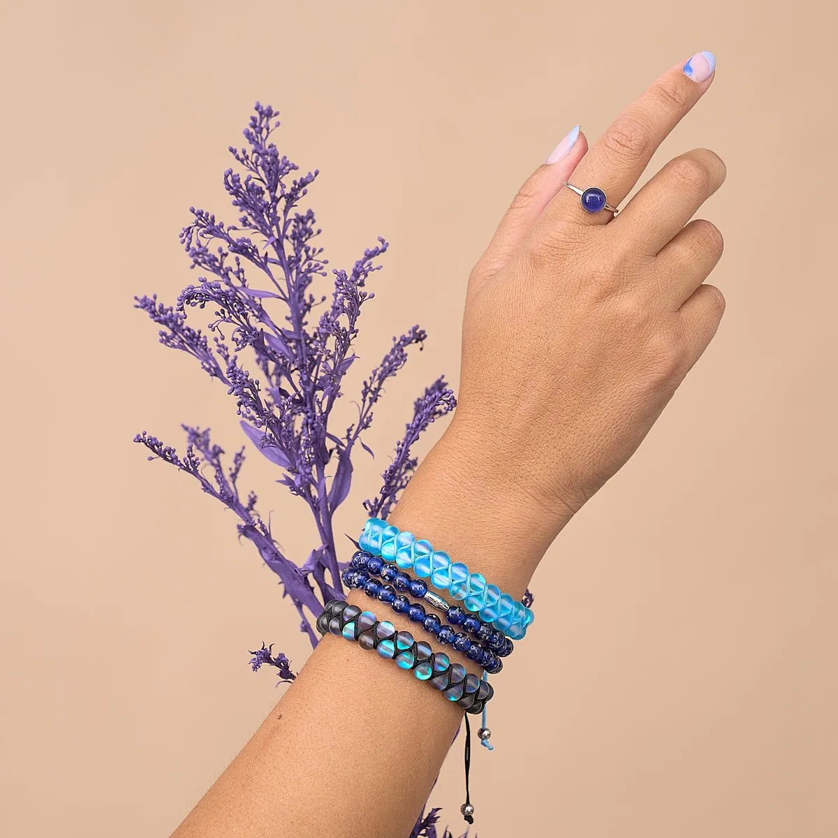 Grey | Silver | Double Mermaid Glass Bracelet