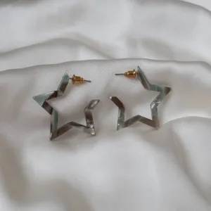 Grey Star Hoop Earrings - Lightweight Hoop Earrings,Star Earrings,Small Hoop Earrings,Cute Earrings,Gold Earrings In The UK,Gold Jewellery