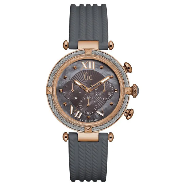 Guess Collection Cable Chic Grey Rubber Strap Grey Dial Chronograph Quartz Watch for Ladies - Y16006L5