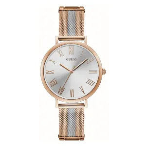 Guess Lenox Two-tone Mesh Bracelet Silver Dial Quartz Watch for Ladies - W1155L4