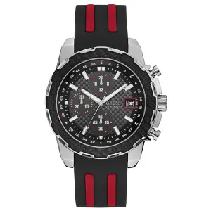 Guess Octane Black Silicone Strap Grey Dial Chronograph Quartz Watch for Gents - W1047G1