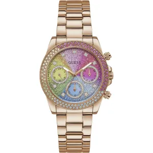Guess Sol Rose Gold Stainless Steel Multicolor Dial Quartz Watch for Ladies - GW0483L3