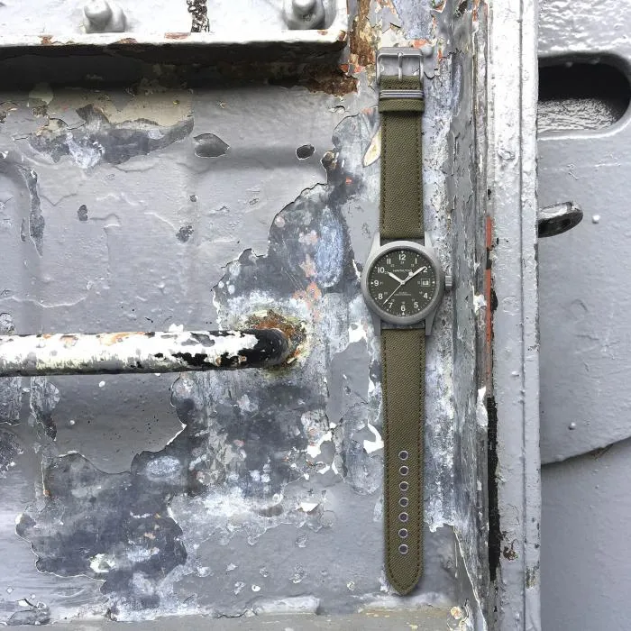 Hamilton Khaki Field Mechanical Green on Canvas Strap
