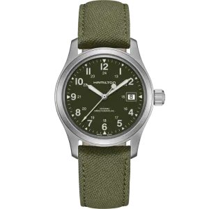 Hamilton Khaki Field Mechanical Green on Canvas Strap