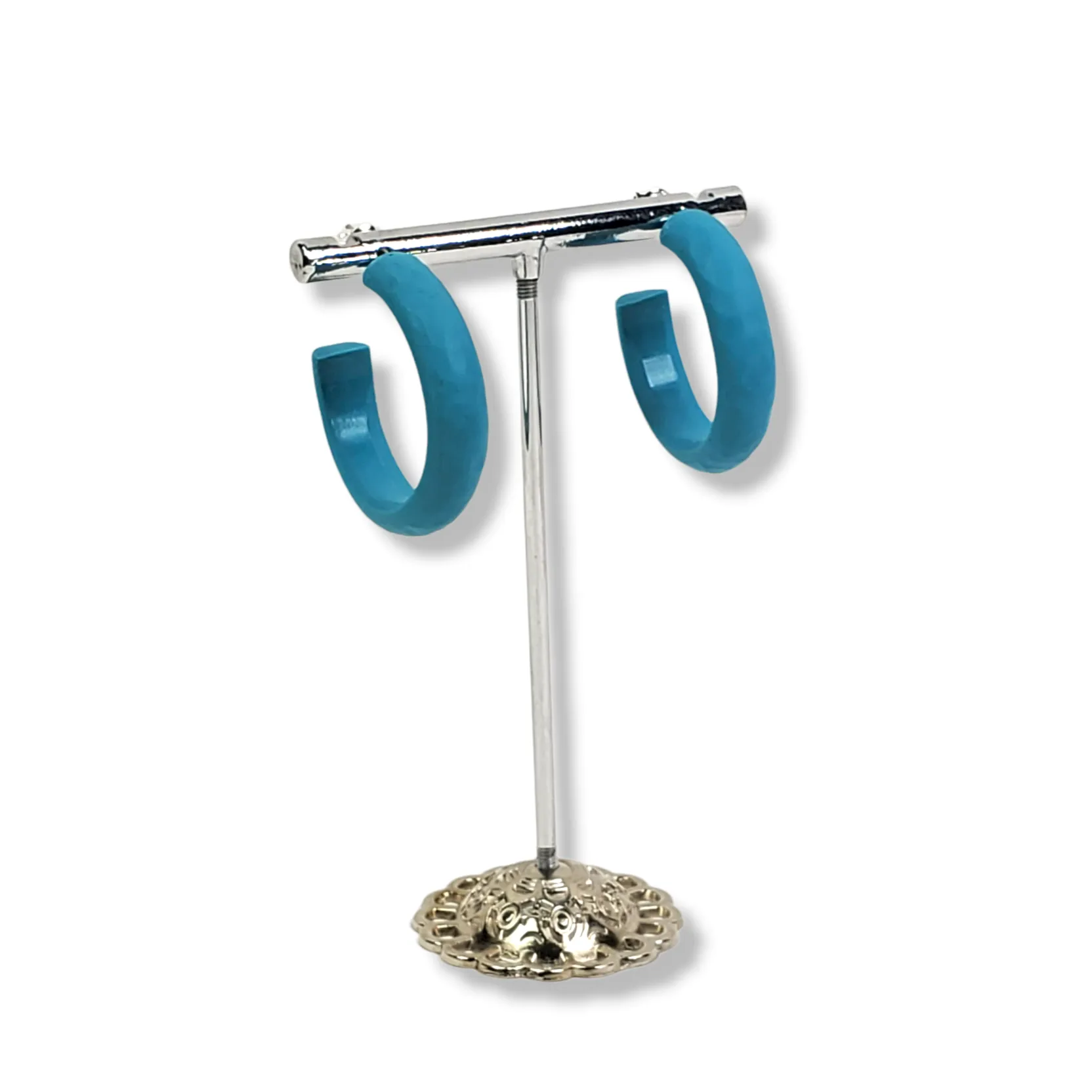 Hammered Hoop Earrings Medium - Solid Color - Turquoise Waters