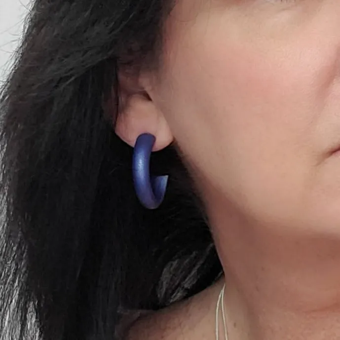 Hammered Hoop Earrings Medium - Solid Color - Turquoise Waters