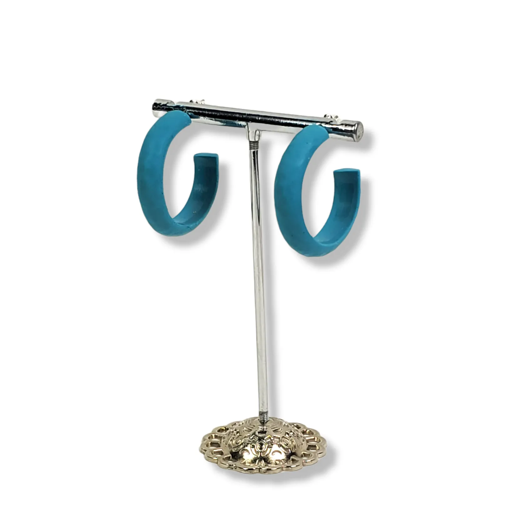 Hammered Hoop Earrings Medium - Solid Color - Turquoise Waters