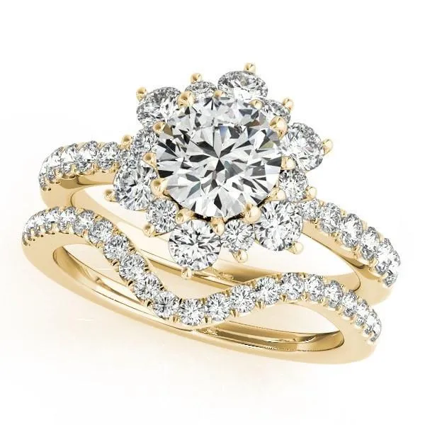 Hana Round Center Stone Cathedral Halo Engagement Ring