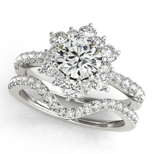 Hana Round Center Stone Cathedral Halo Engagement Ring