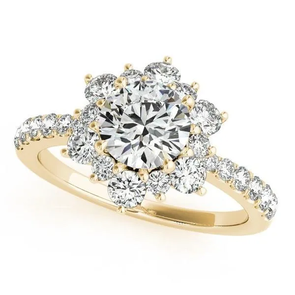 Hana Round Center Stone Cathedral Halo Engagement Ring