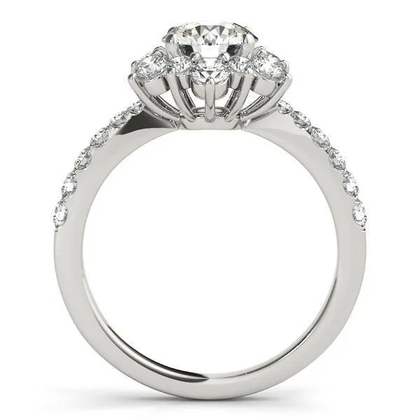 Hana Round Center Stone Cathedral Halo Engagement Ring