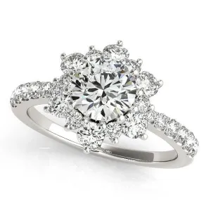 Hana Round Center Stone Cathedral Halo Engagement Ring