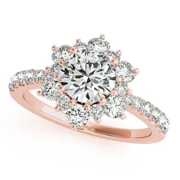 Hana Round Center Stone Cathedral Halo Engagement Ring