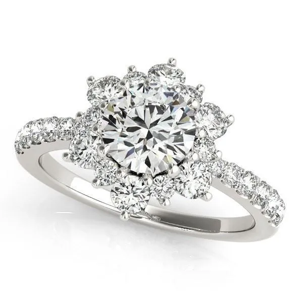 Hana Round Center Stone Cathedral Halo Engagement Ring